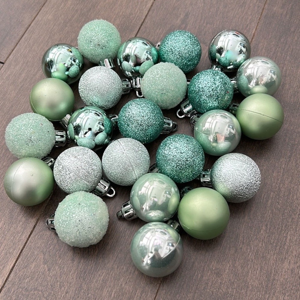 Mint Green Christmas Tree Sparkle Ornaments Balls, Decor Holiday, Garland Decor